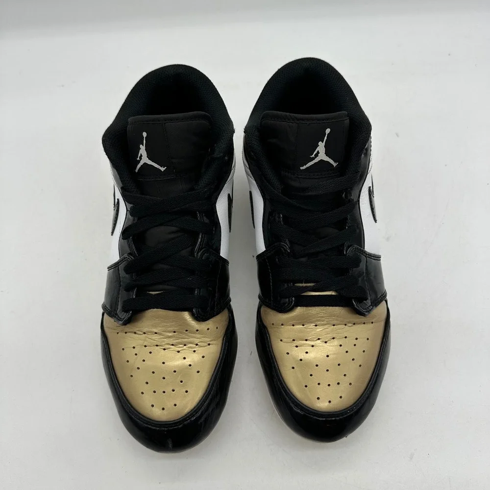 Nike FJ6245-701 Mens Size 9 Air Jordan 1 Low TD Patent Gold Toe Football Cleats